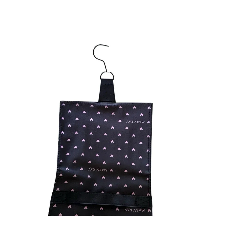 Mary Kay Hanging Organizer Black Travel Make Up Bag Rollup Removable Clear Pouch